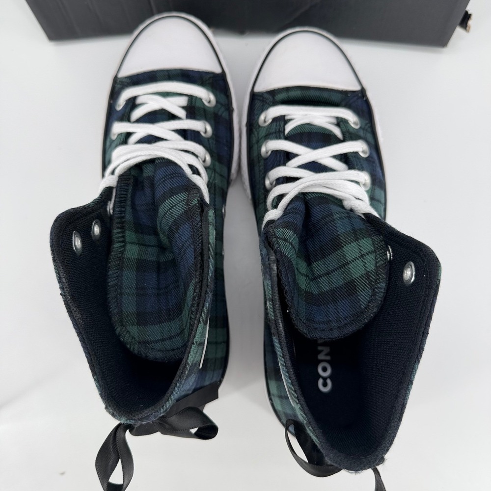 Converse CTAS Lift Hi Plaid Navy Green Platform Sneakers A13879C Womens 7.5 - Picture 9 of 10